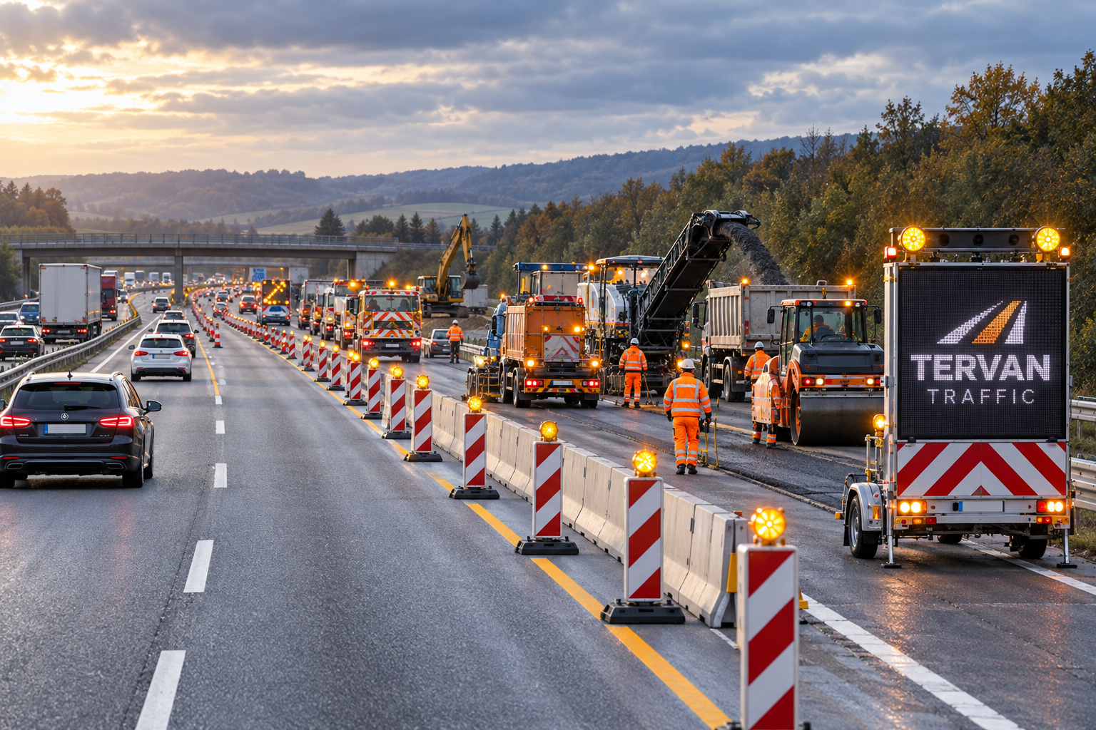 Symbolischer Bildplatzhalter: Autobahn-Arbeitsstelle längerer Dauer