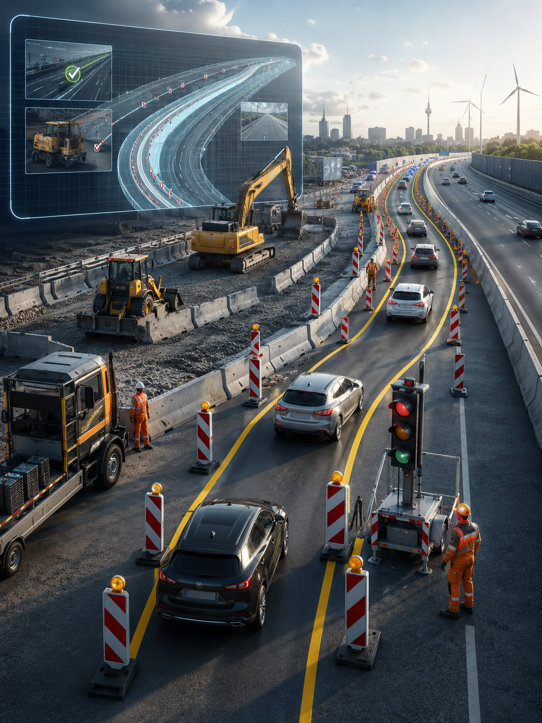Platzhalter für eine eingerichtete Verkehrsführung an einer Arbeitsstelle